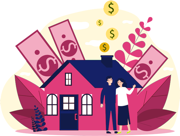ilustração casa dinheiro
